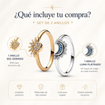 ANILLOS SOL ☀️Y LUNA 🌙 AJUSTABLES + ENVÍO GRATIS